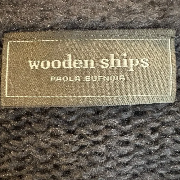 Wooden Ships Wool Mohair V Neck Navy Open Knit Tunic Sweater Size Medium Large - Picture 5 of 7